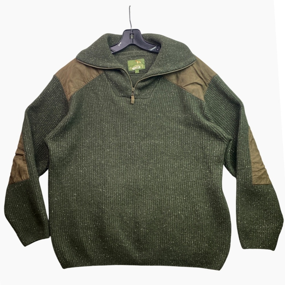 Parforce Sweater Mens Extra Large Quarter Zip Suede Elbow Patch Hunting Pullover